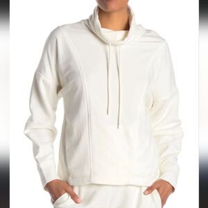 Vince pullover sweatshirt off-white white mixed media windbreaker pull  XL